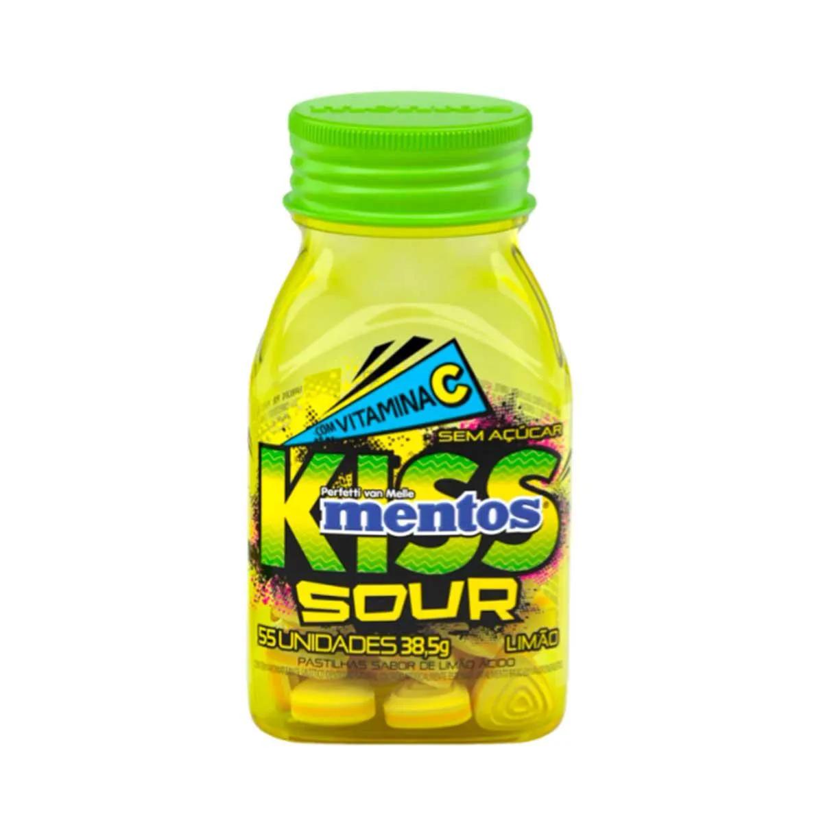 Pastilha Mentos Sour Sem Açúcar Limão Ácido 55 unidades