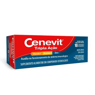 Cenevit Tripla Ação Sabor Laranja 10 Comprimidos Efervescentes