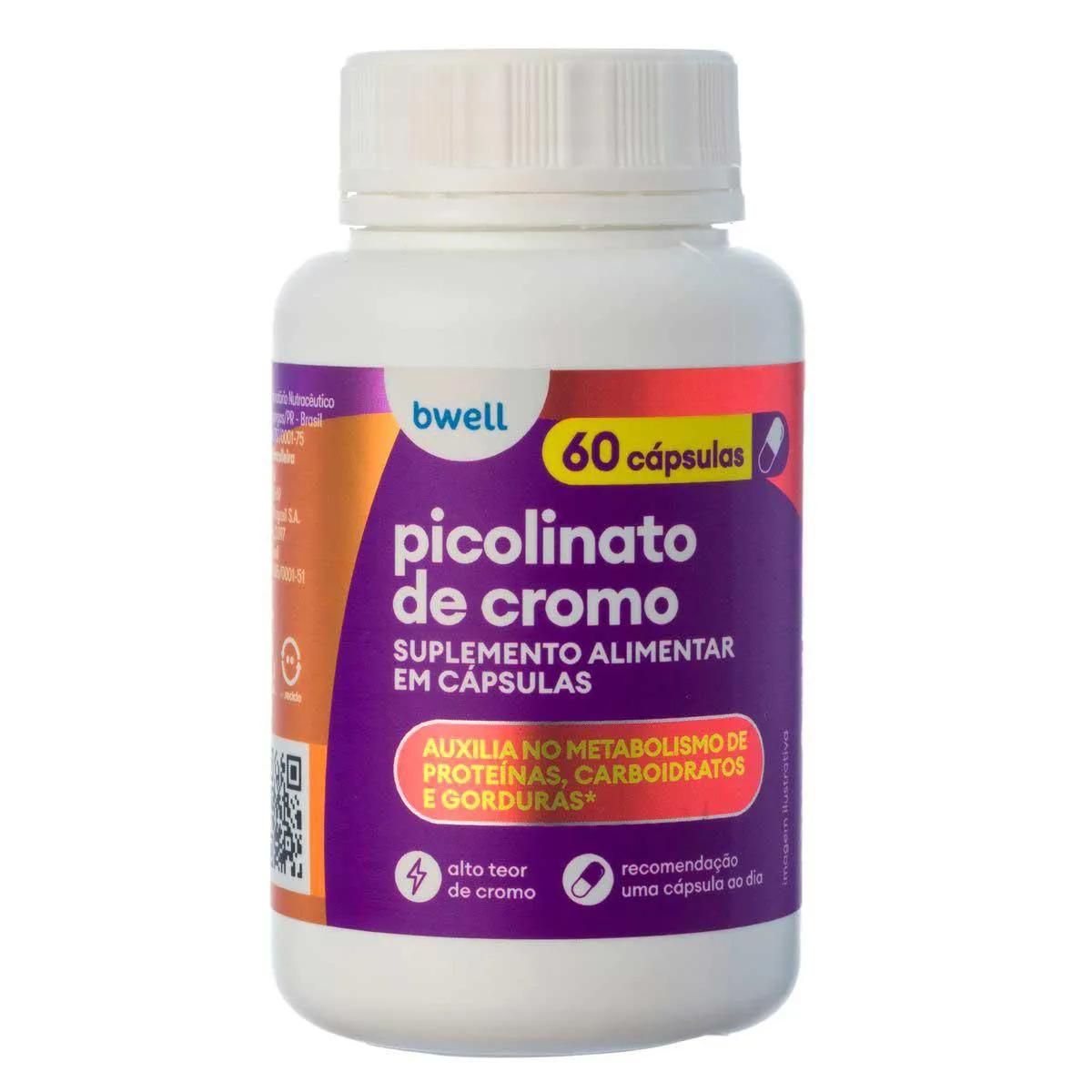 Suplemento Alimentar Mineral Picolinato de Cromo bwell 60 Cápsulas