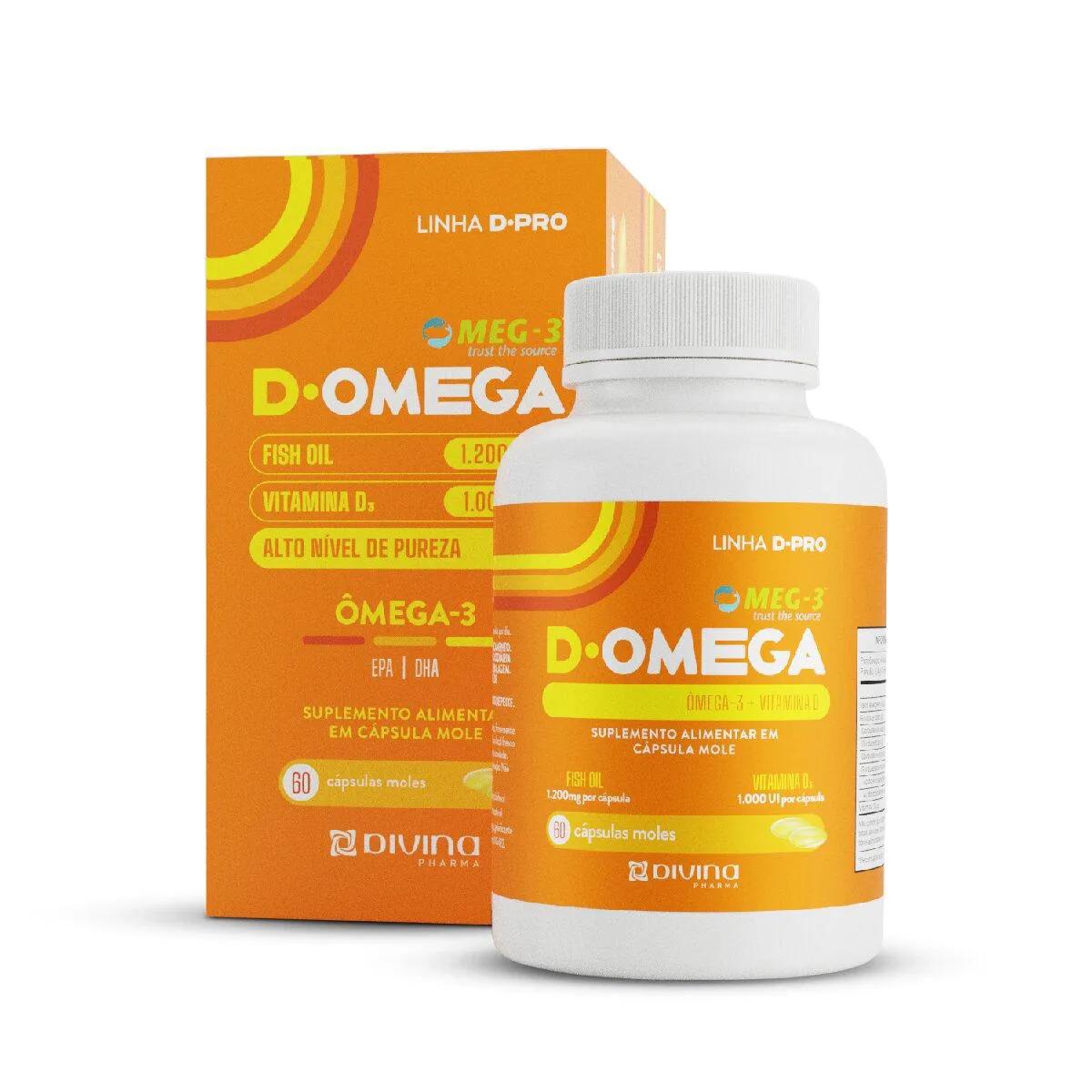 D-Omega Ômega 3 1200mg + Vitamina D 1000UI Divina 60 Cápsulas