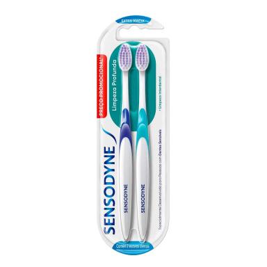 Kit Escova de Dente Sensodyne Limpeza Profunda Extra Macia 2 unidades