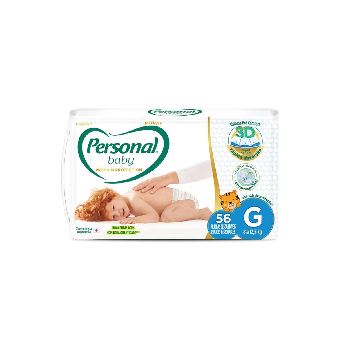Fralda Personal Baby Premium Protection Tamanho G 56 unidades