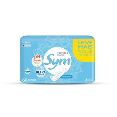 Protetor Diário Sym Sem Abas e Sem Perfume 60 Unidades