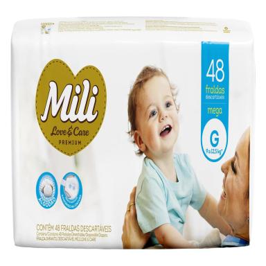 Fralda Infantil Mili Lovecare Premium Mega G 48 Unidades