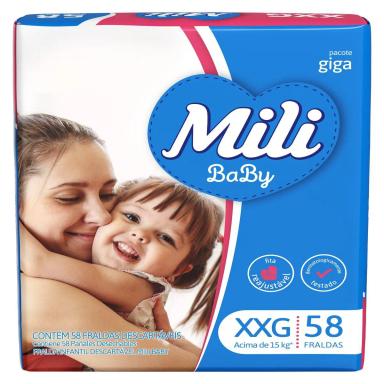 Fralda Infantil Mili Baby Giga XXG 58 Unidades