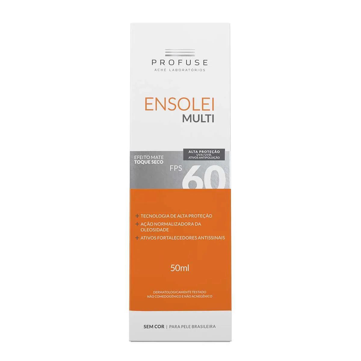 Emulsão Facial Multifuncional Ensolei Multi FPS 60 Toque Seco Efeito Mate Sem Cor 50ml