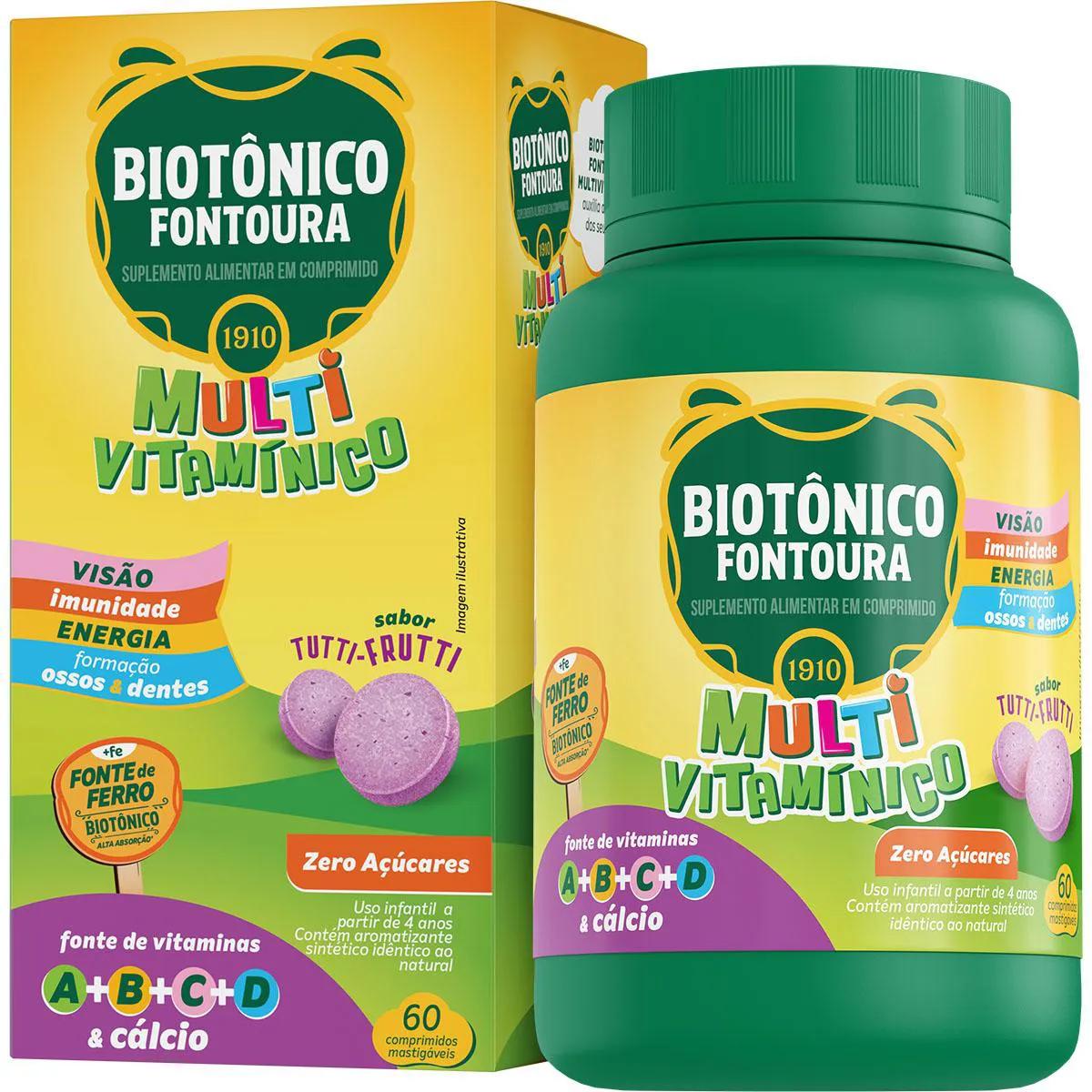 Suplemento Alimentar Infantil Biotônico Fontoura Multivitamínico Sabor Tutti-Frutti 60 comprimidos mastigáveis