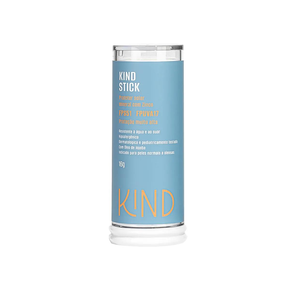 Protetor Solar Mineral com Zinco Kind Stick Facial FPS 51 FPUVA 17 16g