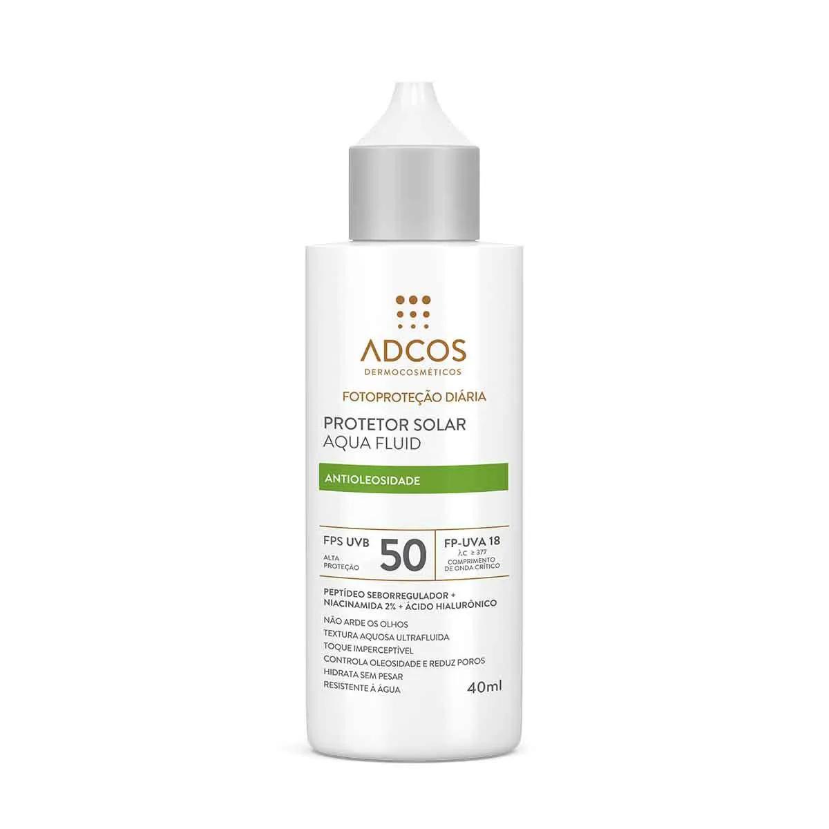Protetor Solar Facial Adcos Aqua Fluid Antioleosidade FPS 50 Incolor 40ml