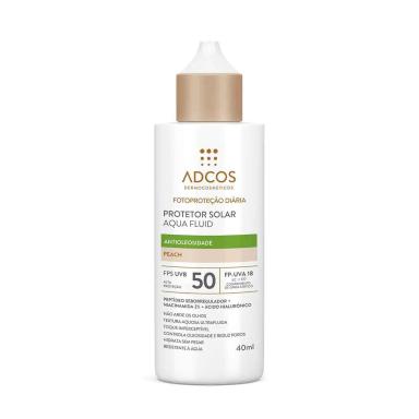 Protetor Solar Facial Adcos Aqua Fluid Antioleosidade FPS 50 Peach 40ml