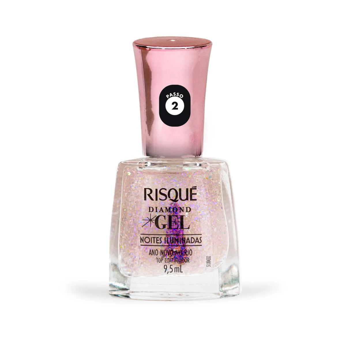 Esmalte Top Coat Fixador Risqué Diamond Gel Noites Iluminadas - Ano Novo no Rio 9,5ml