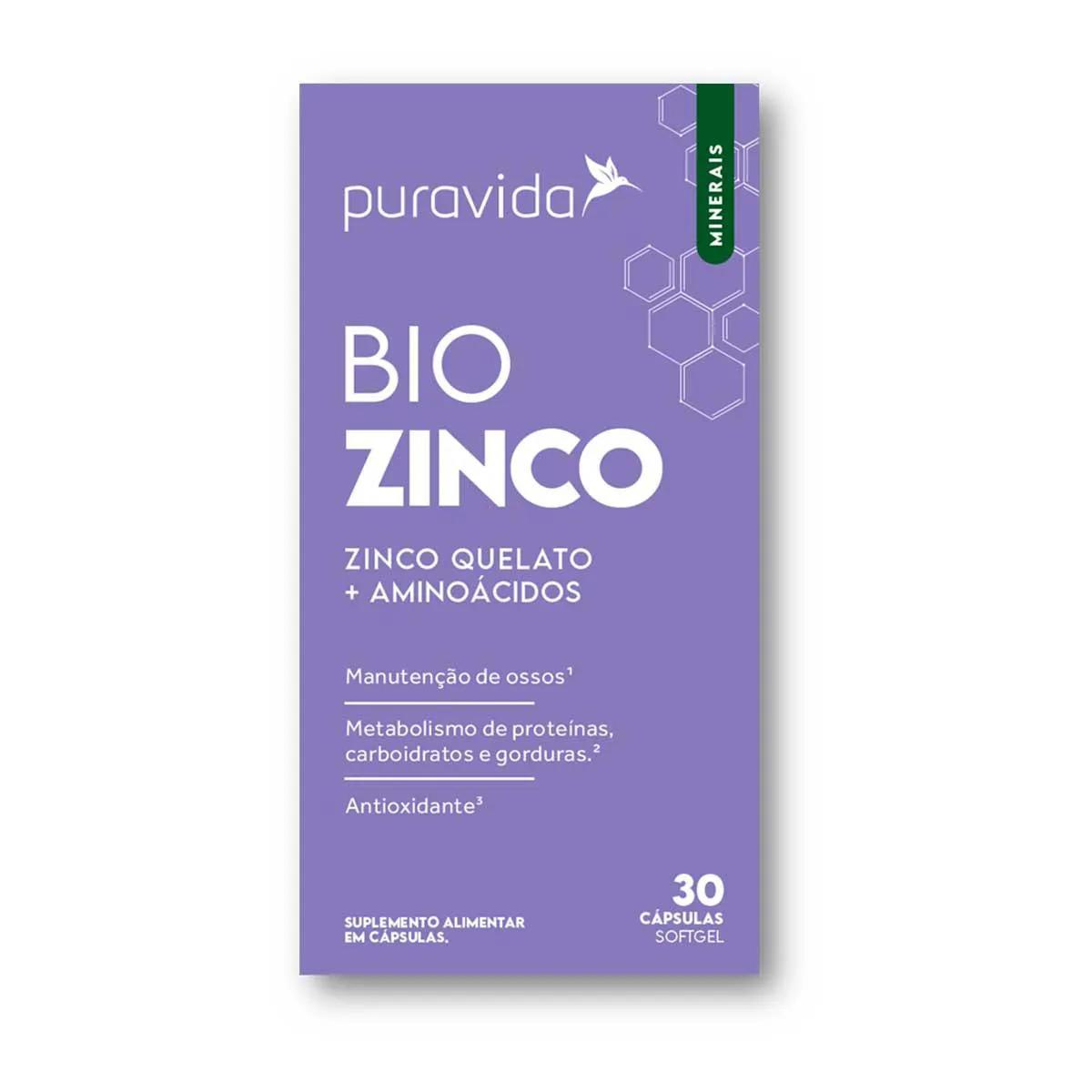 Suplemento Alimentar Puravida Bio Zinco 30 cápsulas