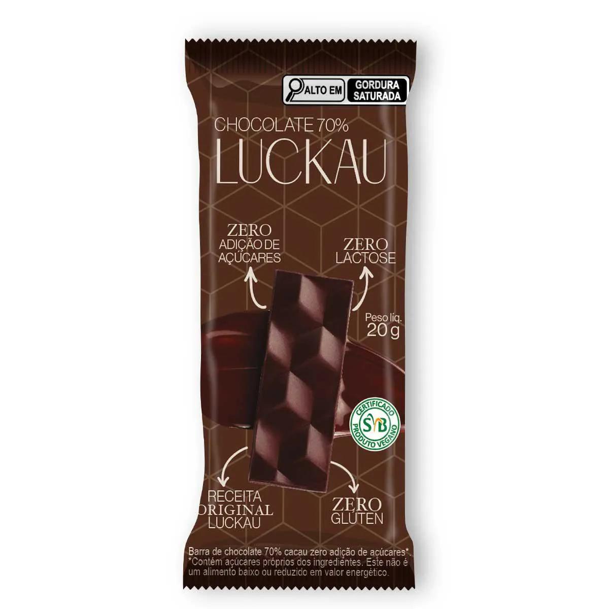 Chocolate 70% Luckau 20g - 12 unidades