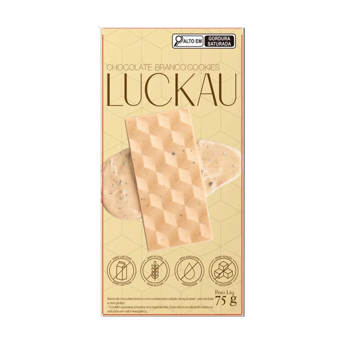 Chocolate Branco com Cookies Luckau 75g - 6 unidades