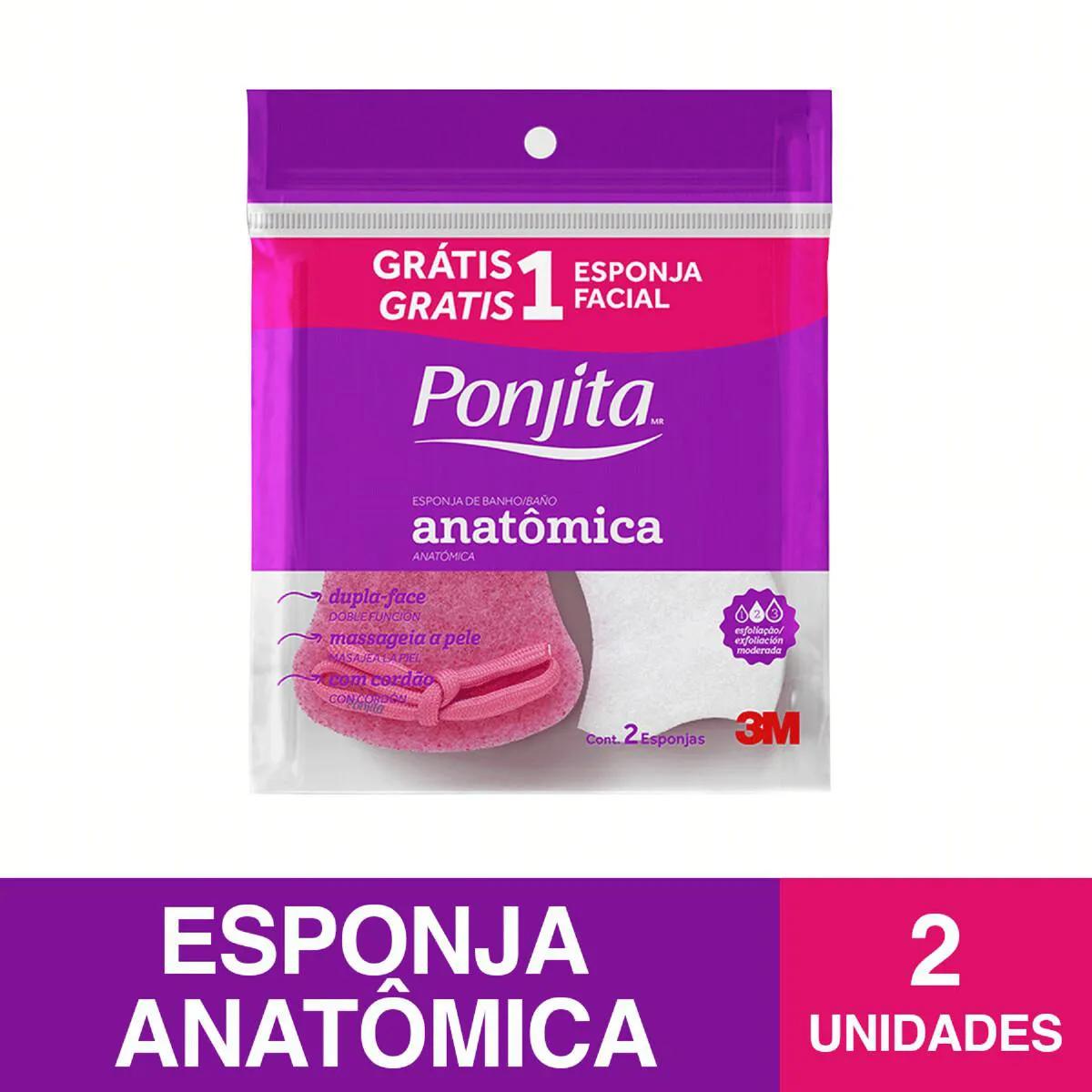 Esponja de Banho Ponjita Anatômica - Grátis Esponja Facial