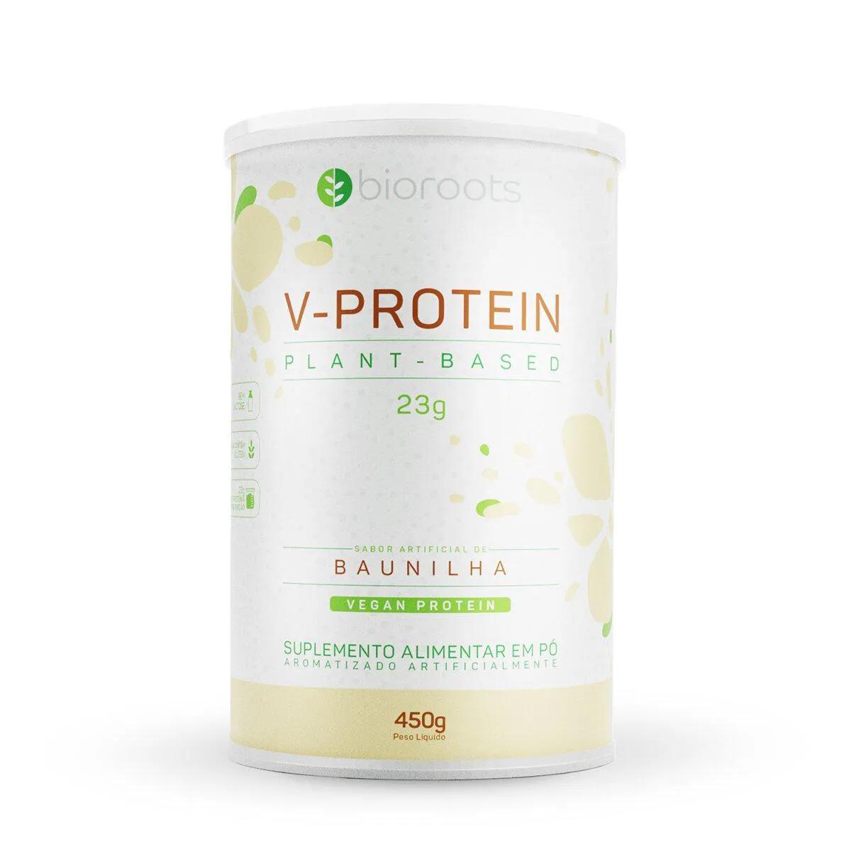 Suplemento Alimentar de Proteína Bioroots V-Protein Baunilha 450g