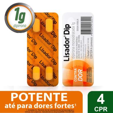 Lisador Dipirona Sódica 1g 4 comprimidos