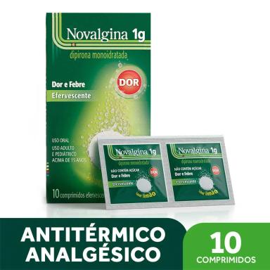 Novalgina Dipirona Monoidratada 1g 10 comprimidos efervescentes sabor limão