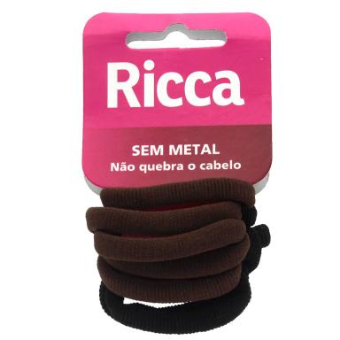 Elástico para Cabelo Ricca Basics Fashion sem Metal com 6 unidades