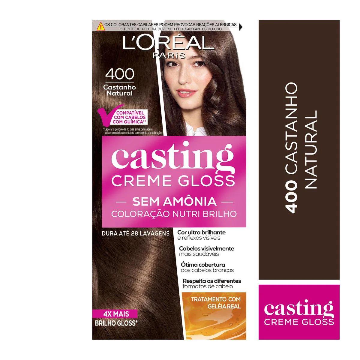 Tinta de Cabelo Casting Creme Gloss de L’Oréal Paris 400 Castanho Natural 246g