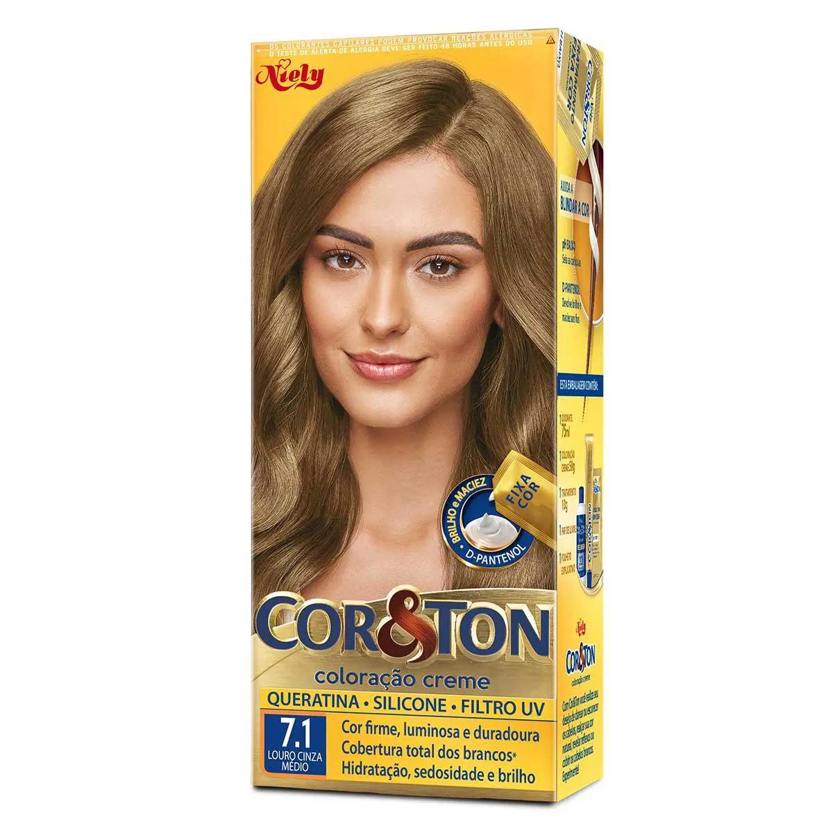 Tintura Cor&Ton Niely 7.1 Louro Cinza Médio