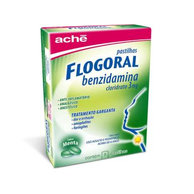 Pastilha Flogoral Sabor Menta 8 unidades
