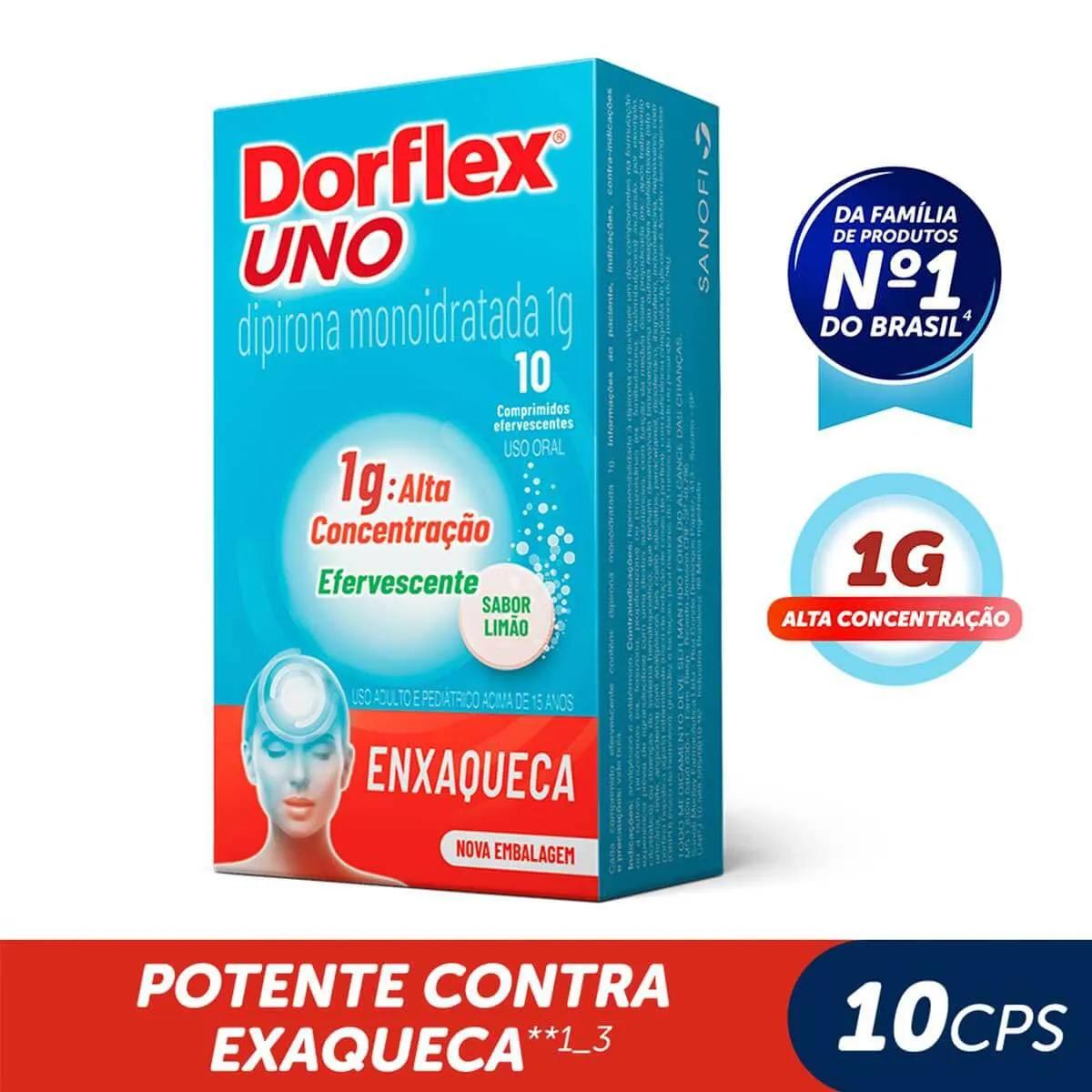 Dorflex UNO para Enxaqueca Dipirona Monoidratada 1g 10 comprimidos efervescentes