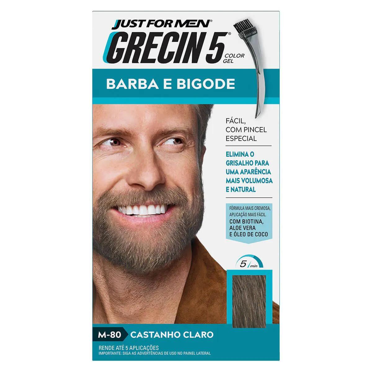 Tonalizante Grecin 5 Just For Men Color Gel Barba e Bigode Castanho Claro com 1 Unidade