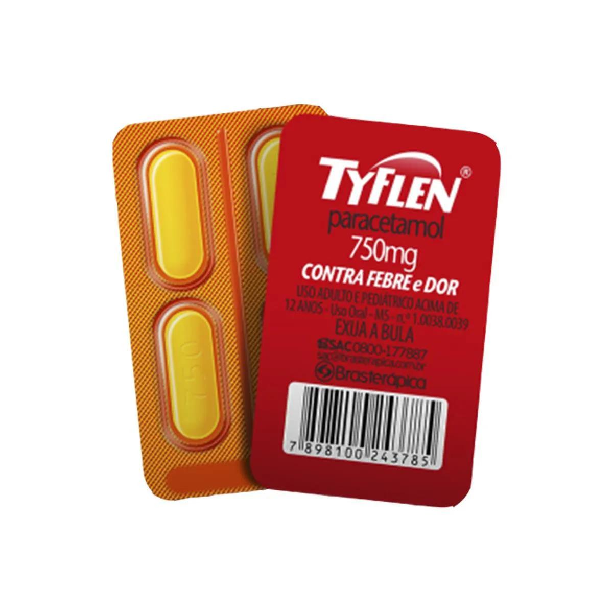 Tyflen Paracetamol 750mg 4 comprimidos