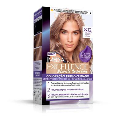 Tintura Permanente Imédia Excellence Blonde Supreme 8.12 Louro Claro Pérola com 1 unidade