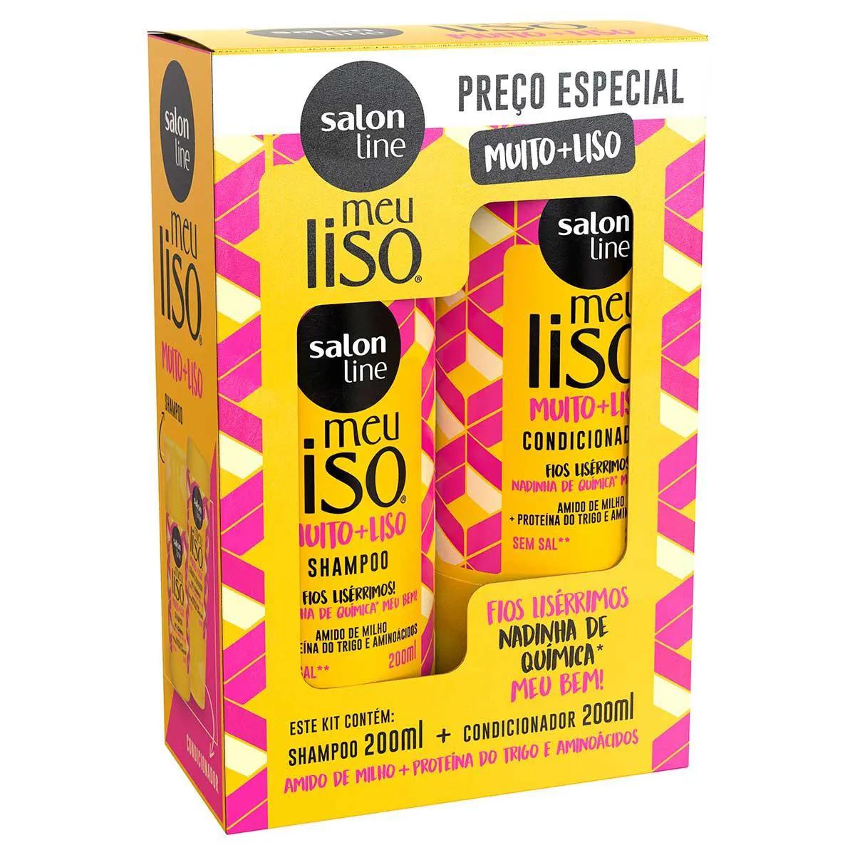 Kit Salon Line Meu Liso Muito + Liso Shampoo + Condicionador com 200ml cada