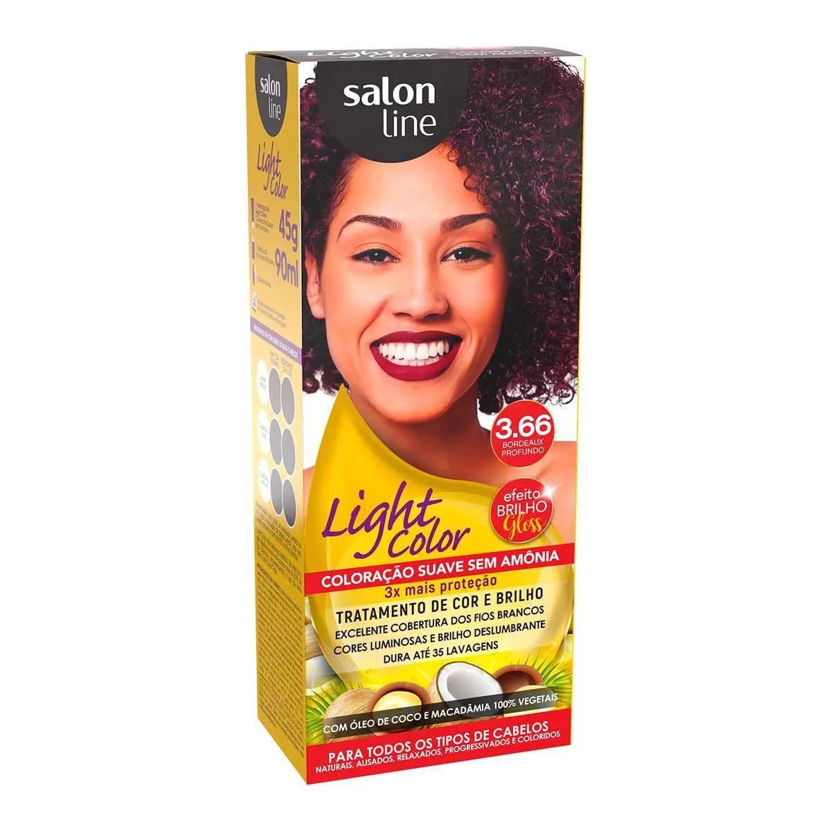 Coloração Suave Salon Line Light Color 3.66 Bordeaux Profundo com 1 unidade