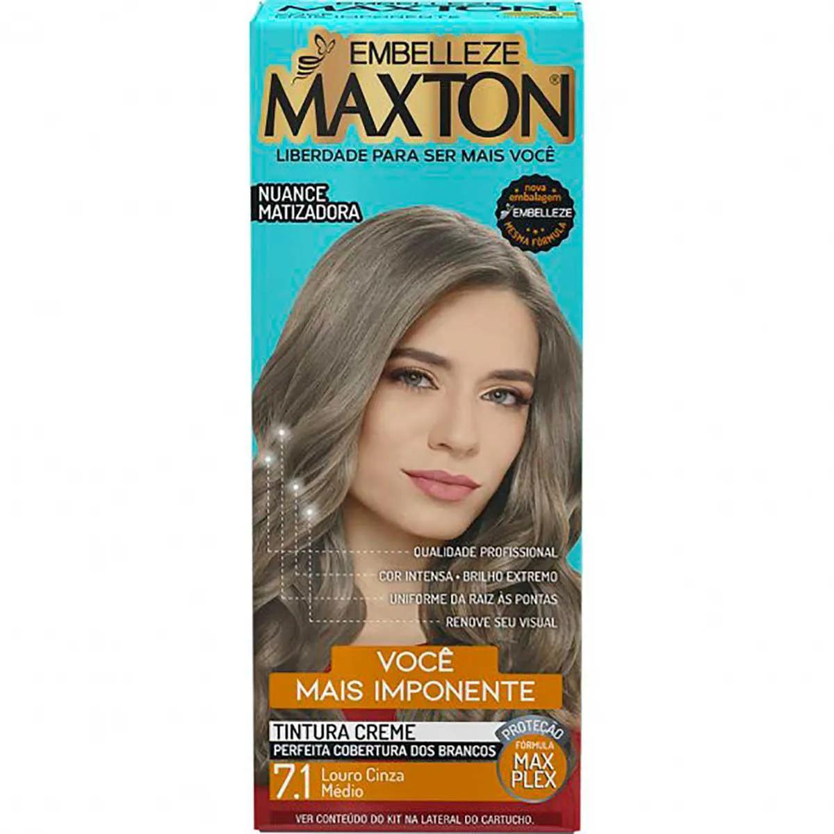 Tintura Creme Maxton 7.1 Louro Cinza Médio com 1 Unidade