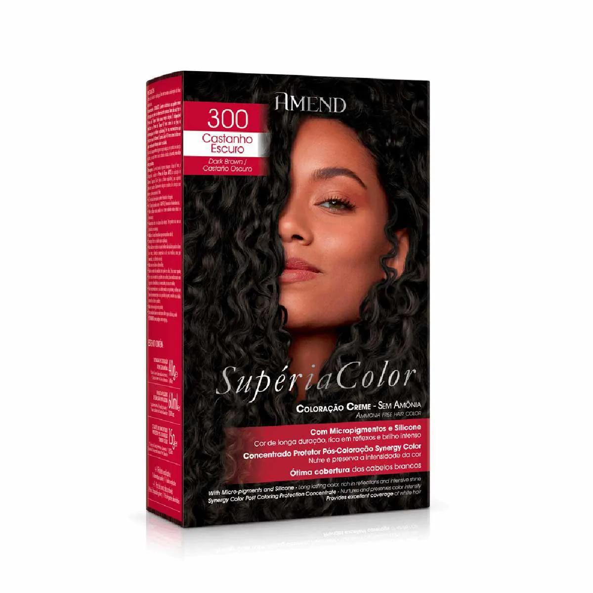 Tonalizante Creme Amend Supéria Color Sem Amônia 300 Castanho Escuro com 1 Unidade