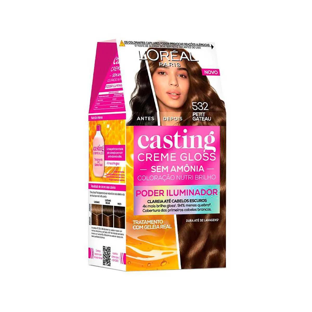 Tinta de Cabelo Casting Creme Gloss Poder Iluminador de L’Oréal Paris 532 Petit Gateau 230g