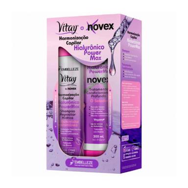 Kit Novex Harmonização Capilar Hialurônico Power Max  Shampoo Vitay 300ml + Condicionador 300ml