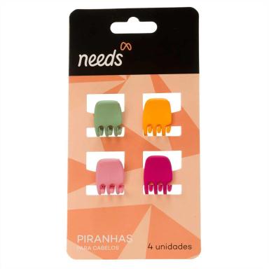 Conjunto de Mini Piranhas Coloridas para Cabelo Needs 4 unidades
