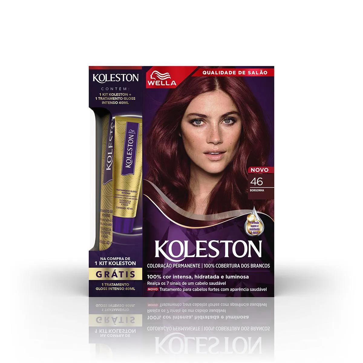 Kit Tintura Permanente Koleston Borgonha 46 + Tratamento Gloss Intenso 40ml