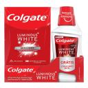 Kit Colgate Luminous White Brilliant Mint com 3 pastas de dente de 70g + 1 enxaguante bucal de 250ml