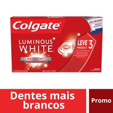 Kit Pasta de Dente Colgate Luminous White Brilliant White com 3 Unidades de 70g cada