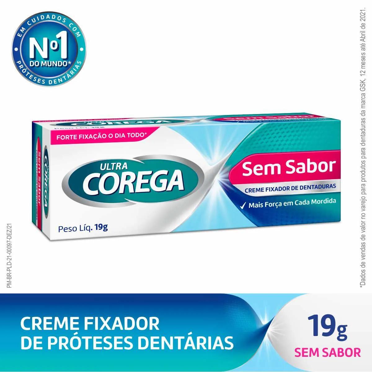 Creme Fixador de Dentadura Ultra Corega Sem Sabor com 19g