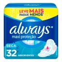 Absorvente Always Maxi Proteção Seca com Abas com 32 Unidades