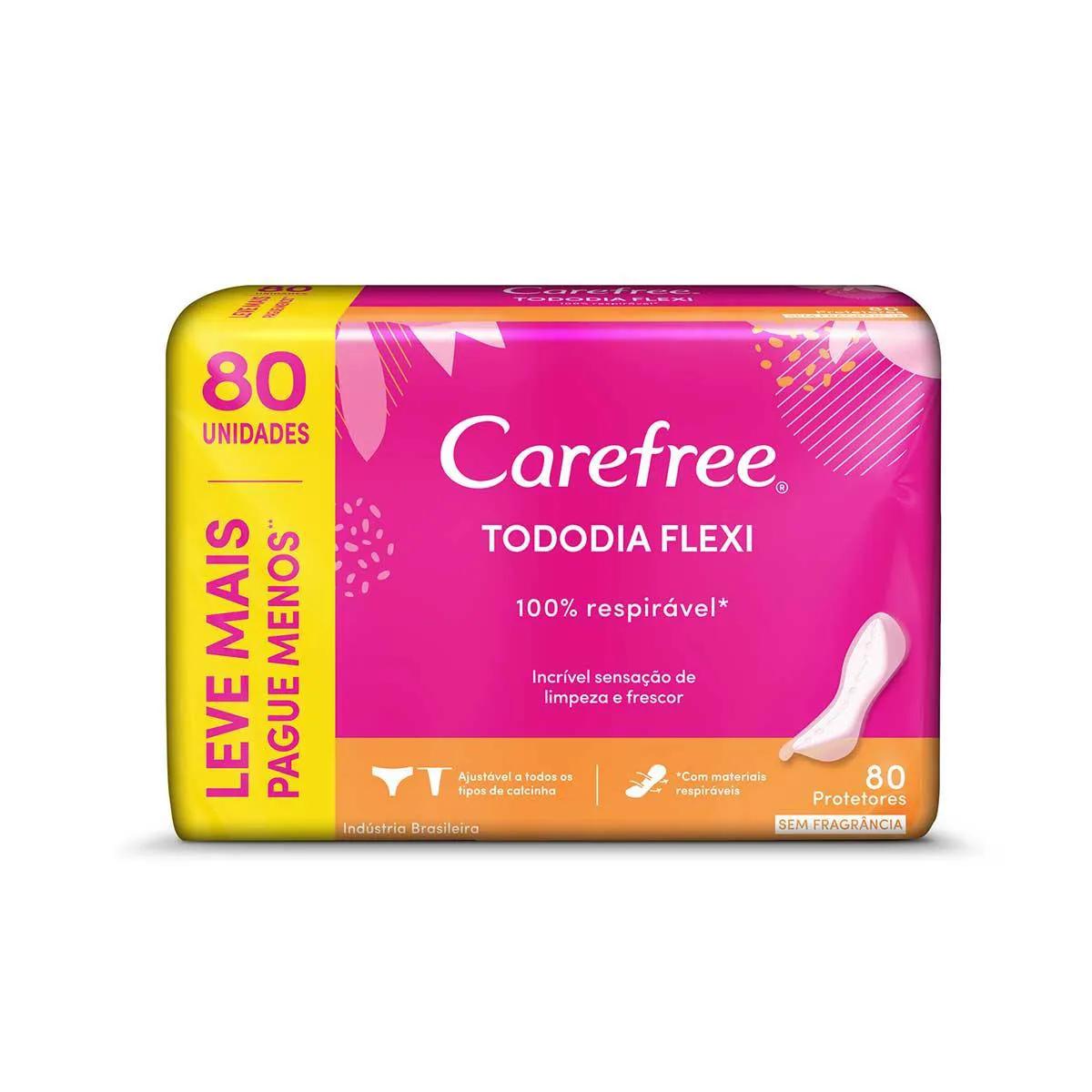 Protetor Diário Carefree Tododia Flexi Sem Perfume com 80 unidades