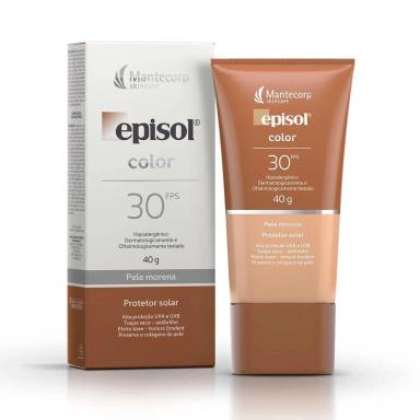 Protetor Solar Facial Episol Color Pele Morena FPS 30 com 40g
