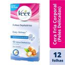 Folhas Depilatórias Veet Cera Fria Peles Delicadas com 12 unidades