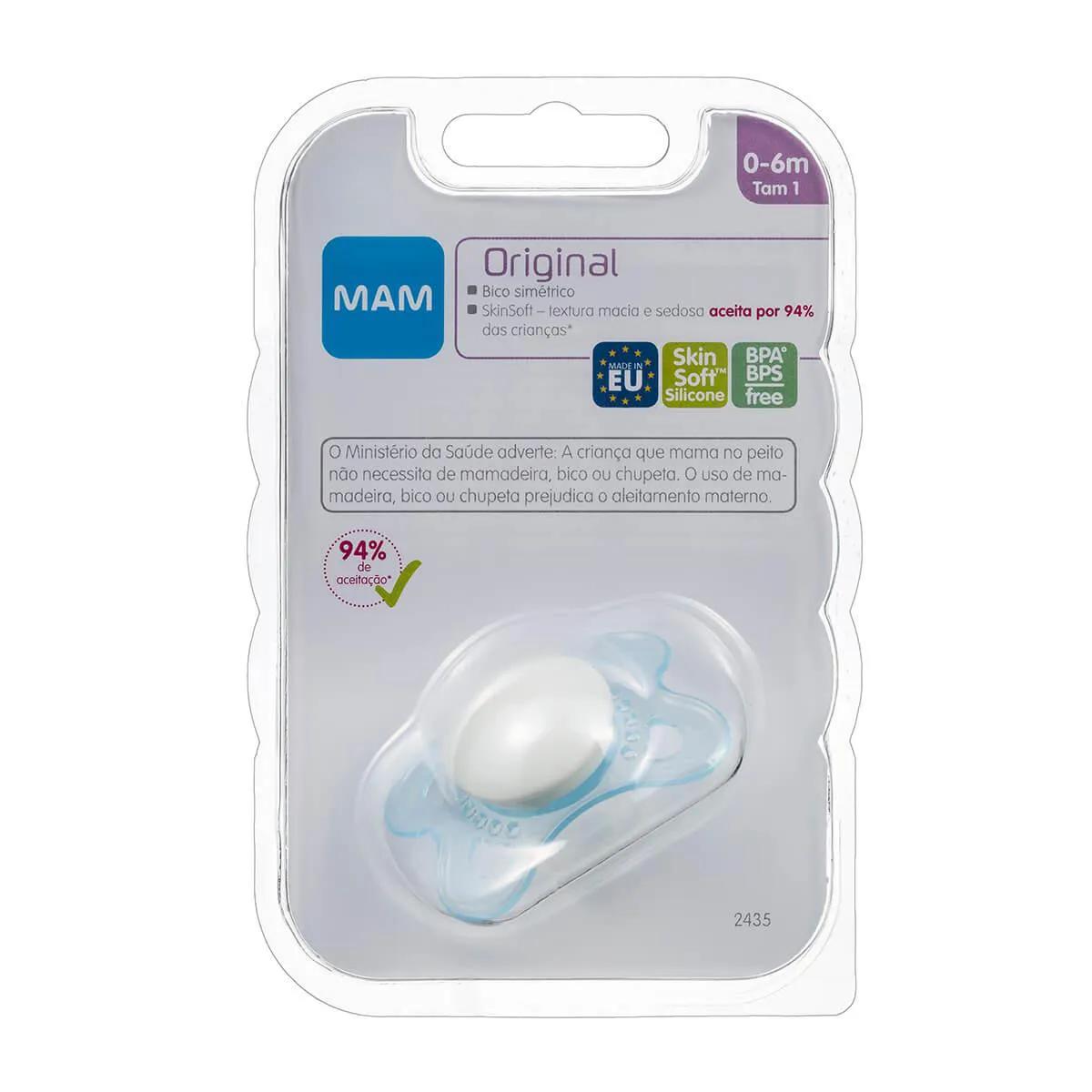 Chupeta MAM Original Cor Azul Tamanho 1 - RN a 6 meses com 1 unidade