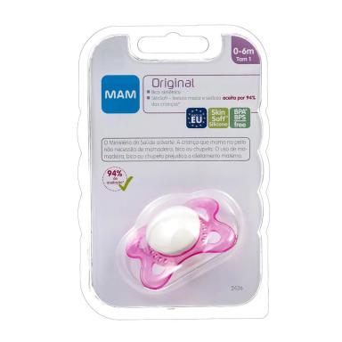Chupeta MAM Original Cor Rosa Tamanho 1 - RN a 6 meses com 1 unidade