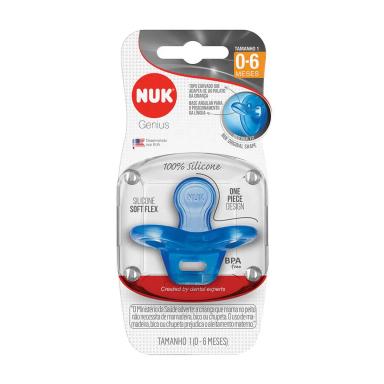 Chupeta de Silicone NUK Genius 0 a 6 meses Azul com 1 unidade