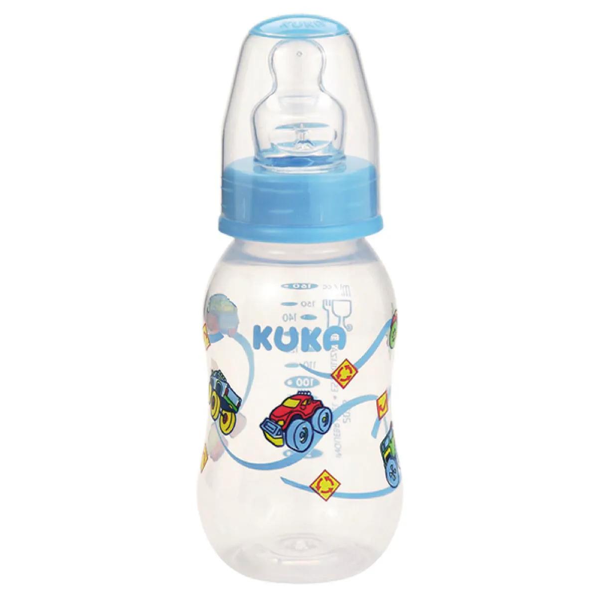 Mamadeira Kuka Natural Color Orto Cor Azul com Sistema Anticólica com 1 unidade