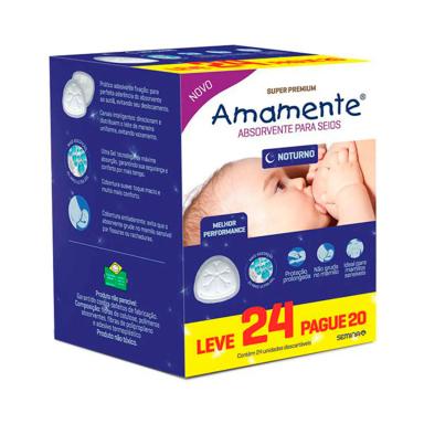 Absorvente Noturno para Seios Amamente com 24 unidades